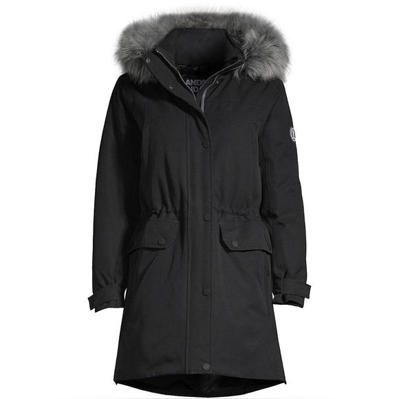 Lands’ End Women's Expedition Down Waterproof Winter Parka Coat black - Picture 1 of 10